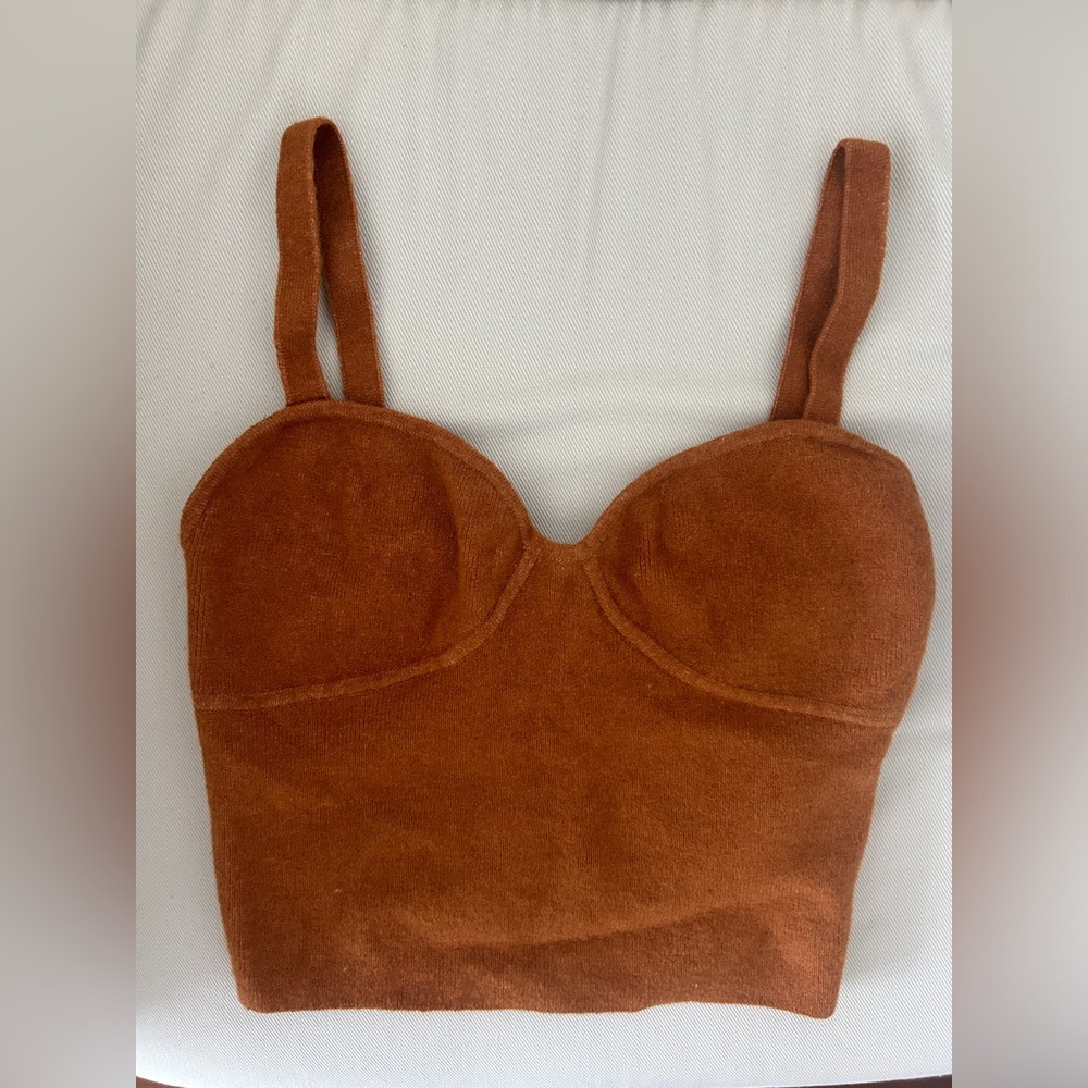 Aritzia Wilfred orange pumpkin spice bustier knitted sweater tank top